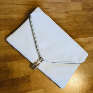White Faux Leather Clutch Bag 2 compartments, EUC